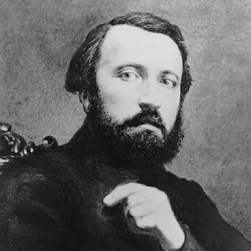 Un retrato en blanco y negro de Pierre Larousse