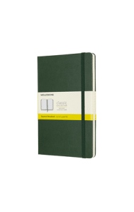 Libreta clásica grande verde mirto hoja cuadriculada pasta dura