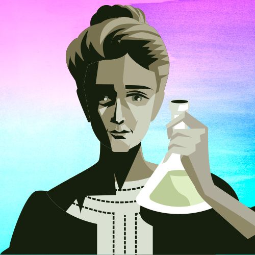 Ilustración de la científica Marie Curie