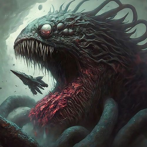 Diseño con IA de criatura Shoggoth, de Lovecraft