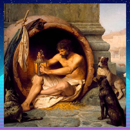Diógenes con la lámpara y el perro Pintura de Jean-Léon Gerôme