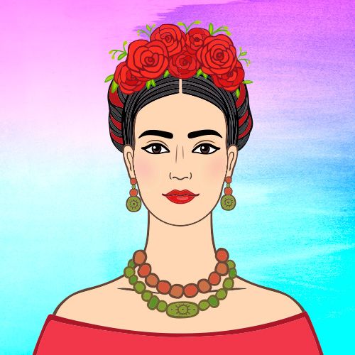 Ilustración de la artista Frida Kahlo