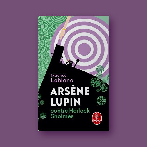 La portada de un libro oscuro titulada "Arsène Lupin contre Herlock Sholmes" de Maurice Leblanc.