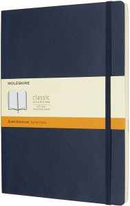 Libreta clásica extra grande azul zafiro hoja rayada pasta suave