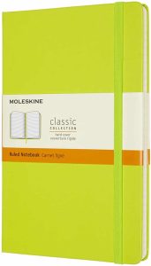 Libreta clásica grande verde limón hoja rayada pasta dura