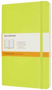 Libreta clásica grande verde limón hoja rayada pasta suave