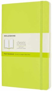 Libreta clásica grande verde limón hoja blanca pasta suave