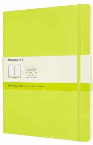 Libreta clásica extra grande verde limón hoja blanca pasta suave
