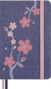 Libreta Sakura Azul Bolsillo Hoja rayada Pasta Dura