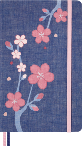 Libreta Sakura Azul Grande Hoja rayada Pasta Dura