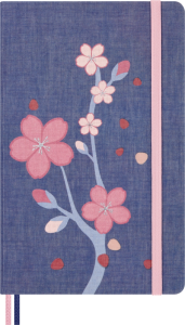 Libreta Sakura Azul Grande Hoja blanca Pasta Dura