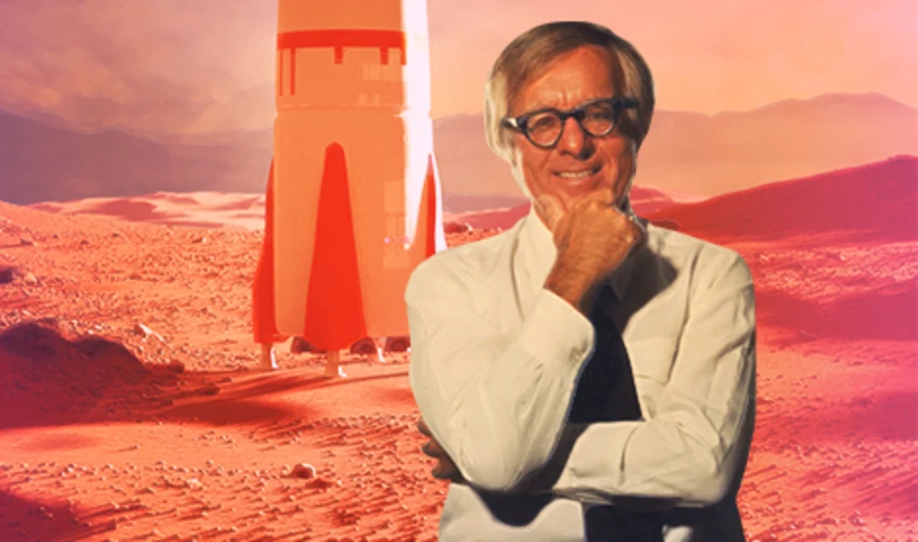 Collage con la imagen de Ray Bradbury