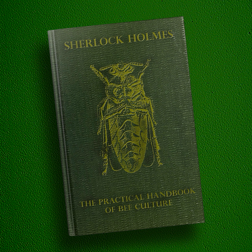 Portada que simula el libro ficticio Manual de apicultura