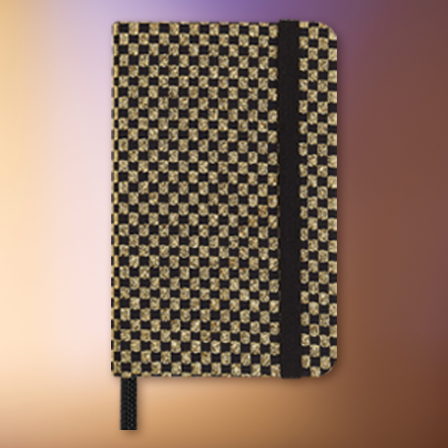 Libreta Moleskine Holiday Shine portada cuadrícula negra y dorada
